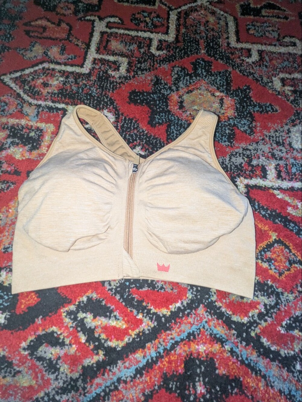 SHEFIT Beige Front-Zip Support Bra